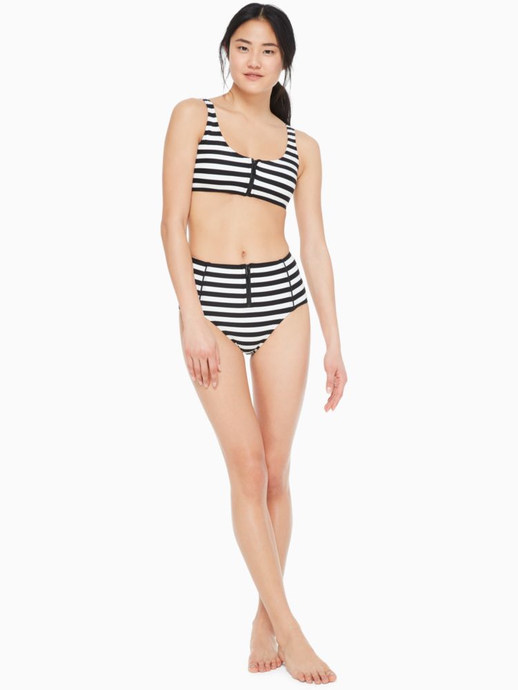 Cape May Stripe Zip Bikini Top, , Product