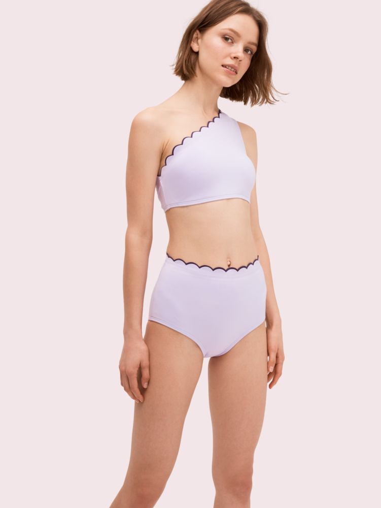 Scallop Wave One-shoulder Bikini Top, , Product