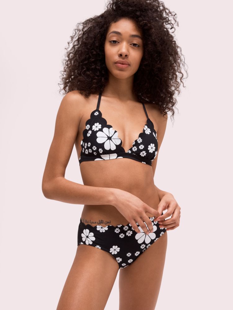 Kate Spade,spade flower triangle bikini top,swimwear,Black