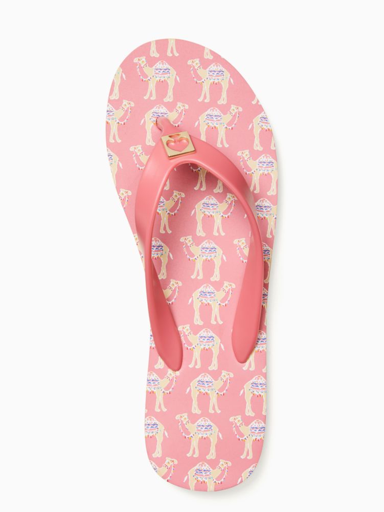 Kate Spade,camel party flip flops,