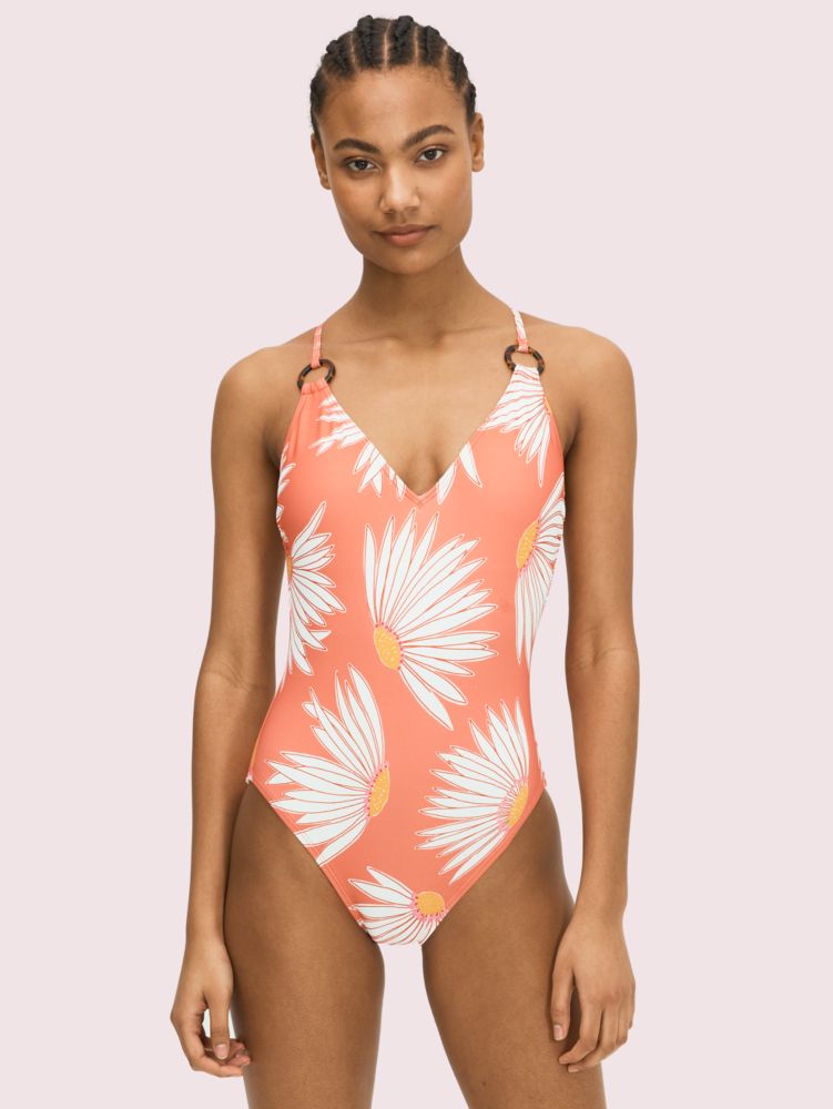 Kate Spade,Falling Flower Plunging V-neck One-piece,