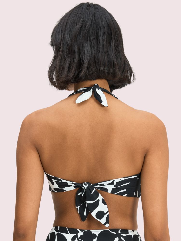 Kate Spade,Monstera Grove Knotted Halter Bikini Top,Nylon,Spandex,Bralette,Twist,Tie Belt,Leisure,