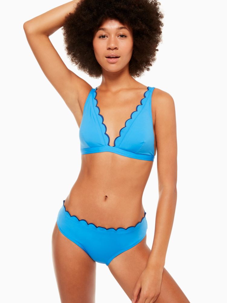 Kate Spade,Fort Tilden Contrast Scalloped French Bikini Top,