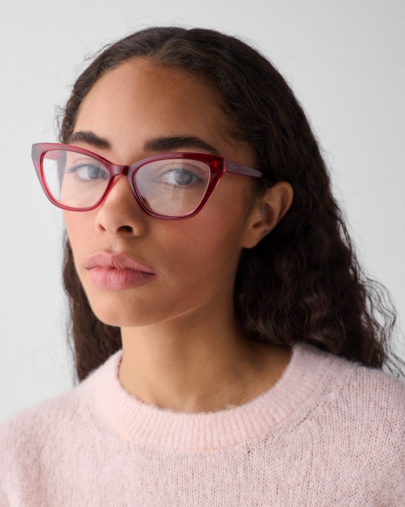 Kate Spade,Seonie Reading Glasses,Cat Eye,Acrylic,Logo,Adjustable Nose Pads,Casual,Red