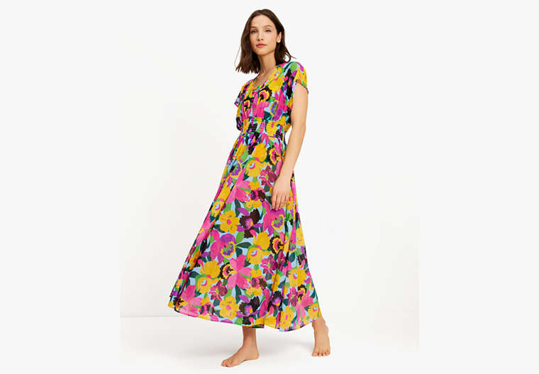 Kate Spade,Orchid Bloom Maxi Cover Up Dress,Orchid Bloom print, image number 0