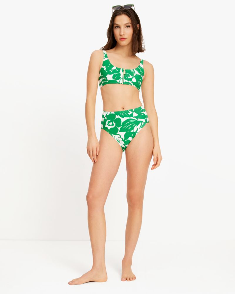 Kate Spade,Cabana Mix High-Waist Bikini Bottom,Cabana Mix print,Forest Glen