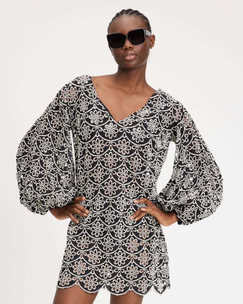 Kate Spade,Eyelet High Waist Bikini Bottom,Nylon,Bikini,High Waisted,Embellished,Eyelet,Lined,4 way Stretch,Active Swim,Multi Color