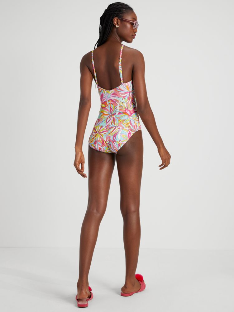 Kate Spade Tie Bandeau One Piece Swimsuit - Cucumber Floral