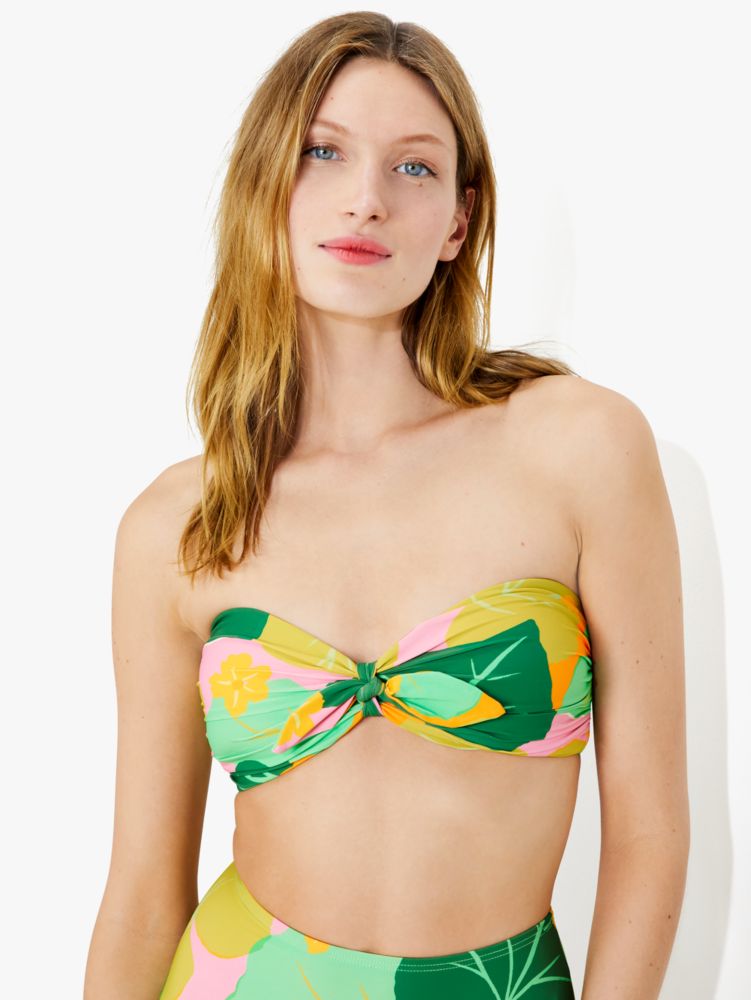 Kate Spade,Cucumber Floral Tie Bandeau Bikini Top,swimwear,