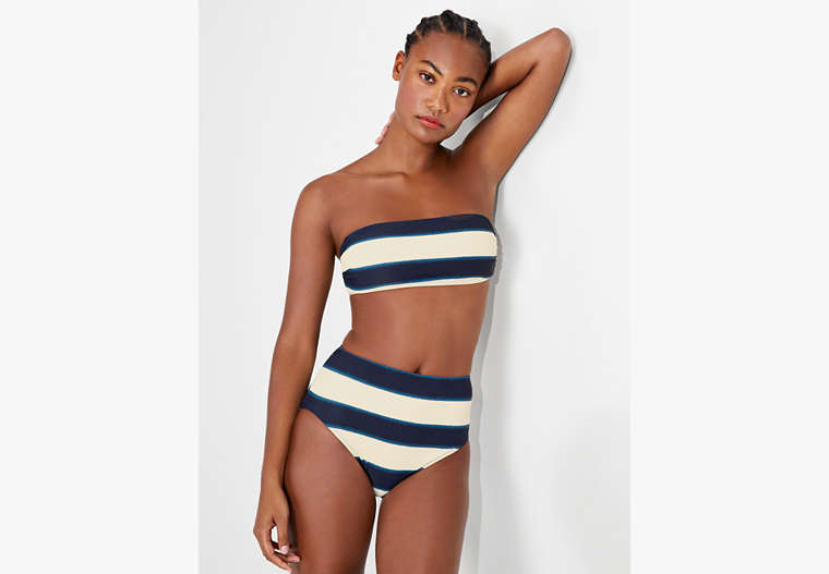 Kate Spade,Awning Stripe Bandeau Bikini Top,Rich Navy Multi image number 0