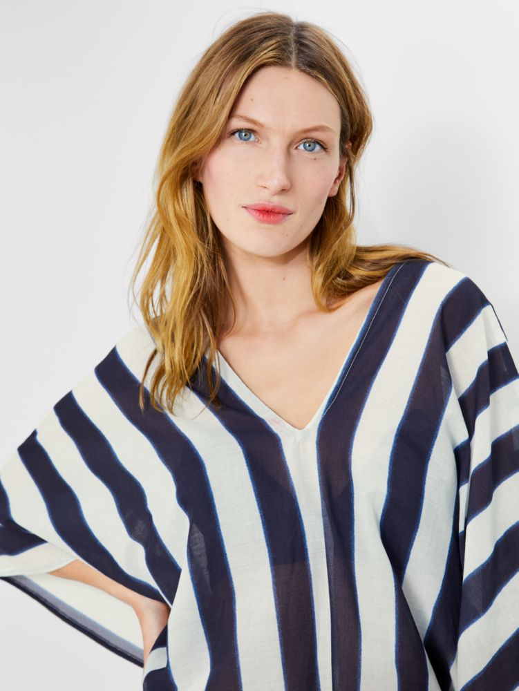Kate Spade,Awning Stripe Cover-up Caftan,Cotton,Caftan Dress,Sheer,Swim Cover Up,Active Swim,Multi Color