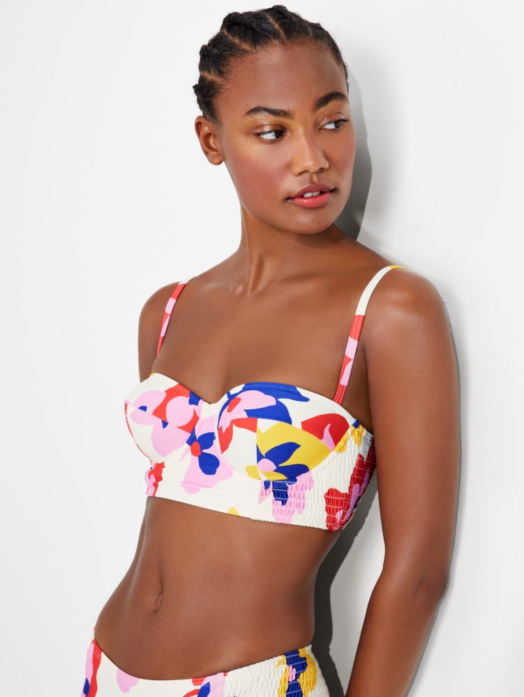 Smocked Puff Sleeve Bralette Bikini Top