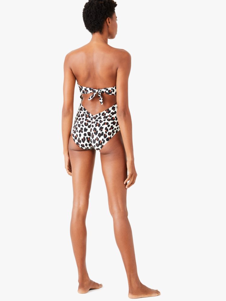 Kate Spade,fiji feline molded-cup bandeau one-piece,swimwear,Black