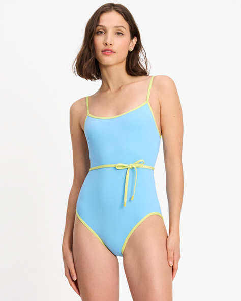 Kate Spade,Colorblock Belted One-piece,Spring Water