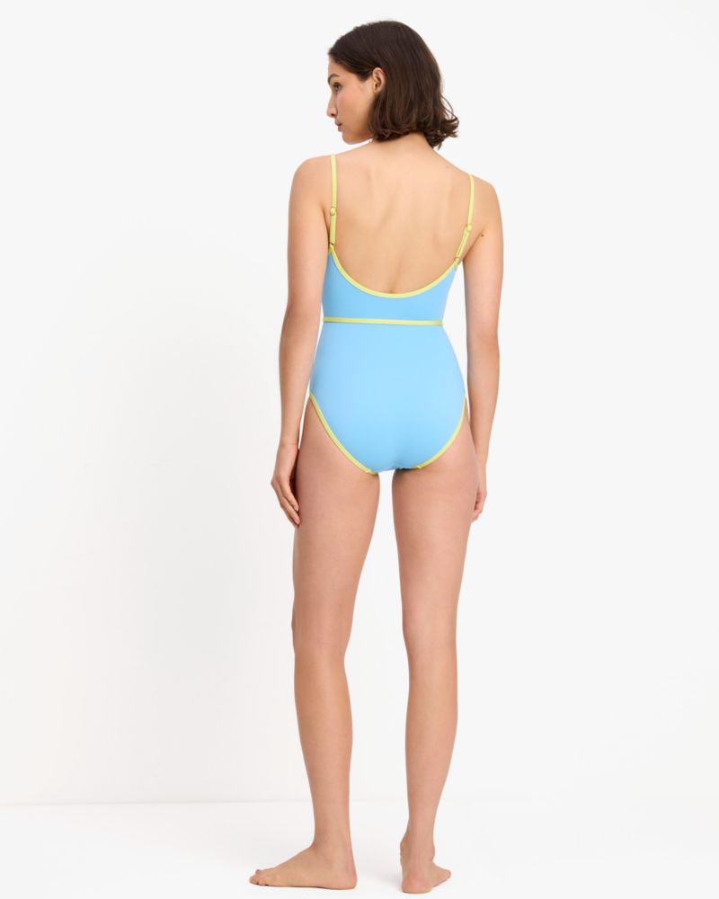 Kate Spade,Colorblock Belted One-piece,Spring Water