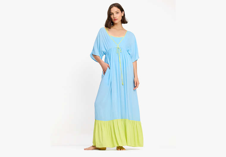 Kate Spade,Colorblock Midi Cover Up Dress,Spring Water image number 0