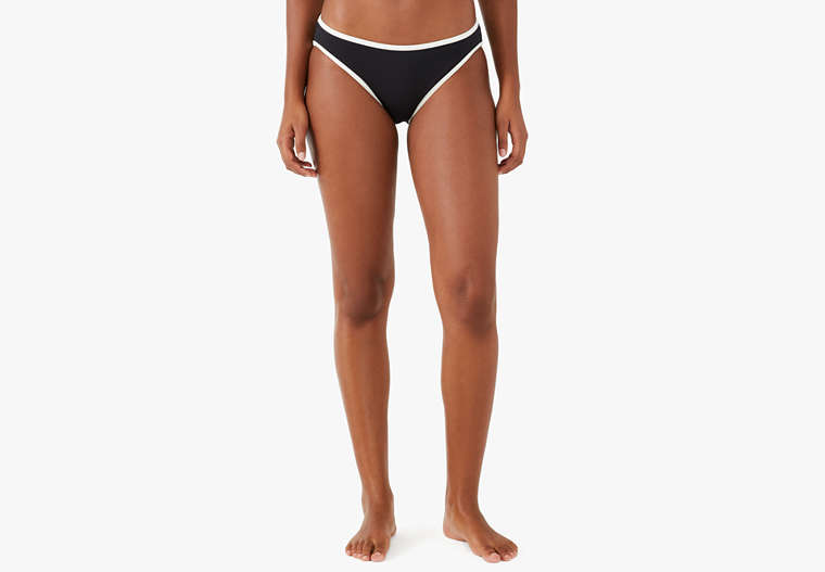 Kate Spade,contrast piqué bikini bottom,swimwear,Black image number 0