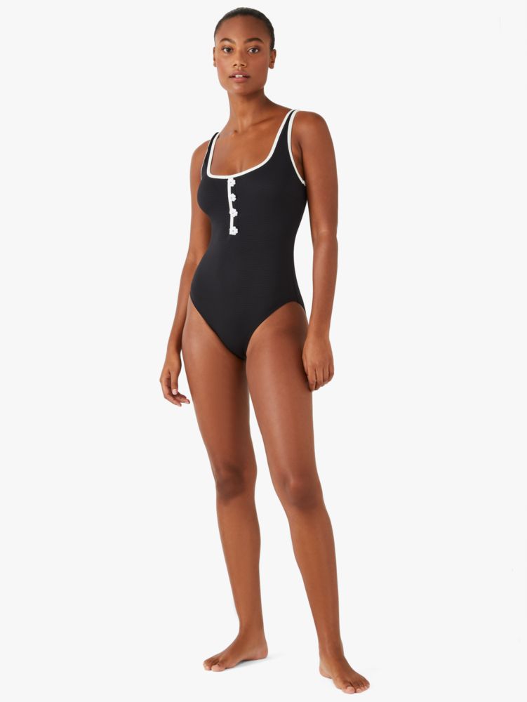 Kate Spade Classic One Piece Swimsuit - Shell Jacquard