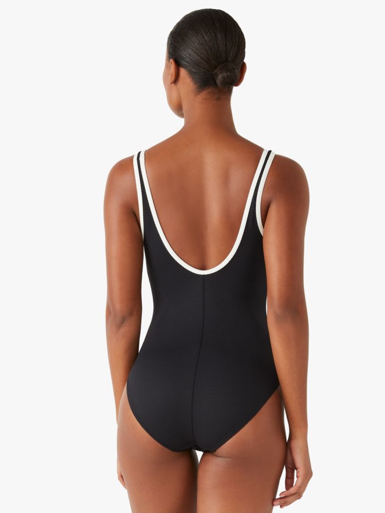 Kate Spade,Contrast Piqué Square-neck One-piece,