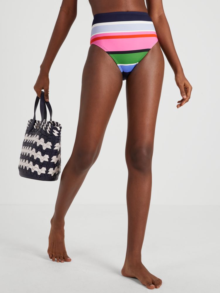 Kate Spade,Sunny Day Stripe High-waist Bikini Bottom,