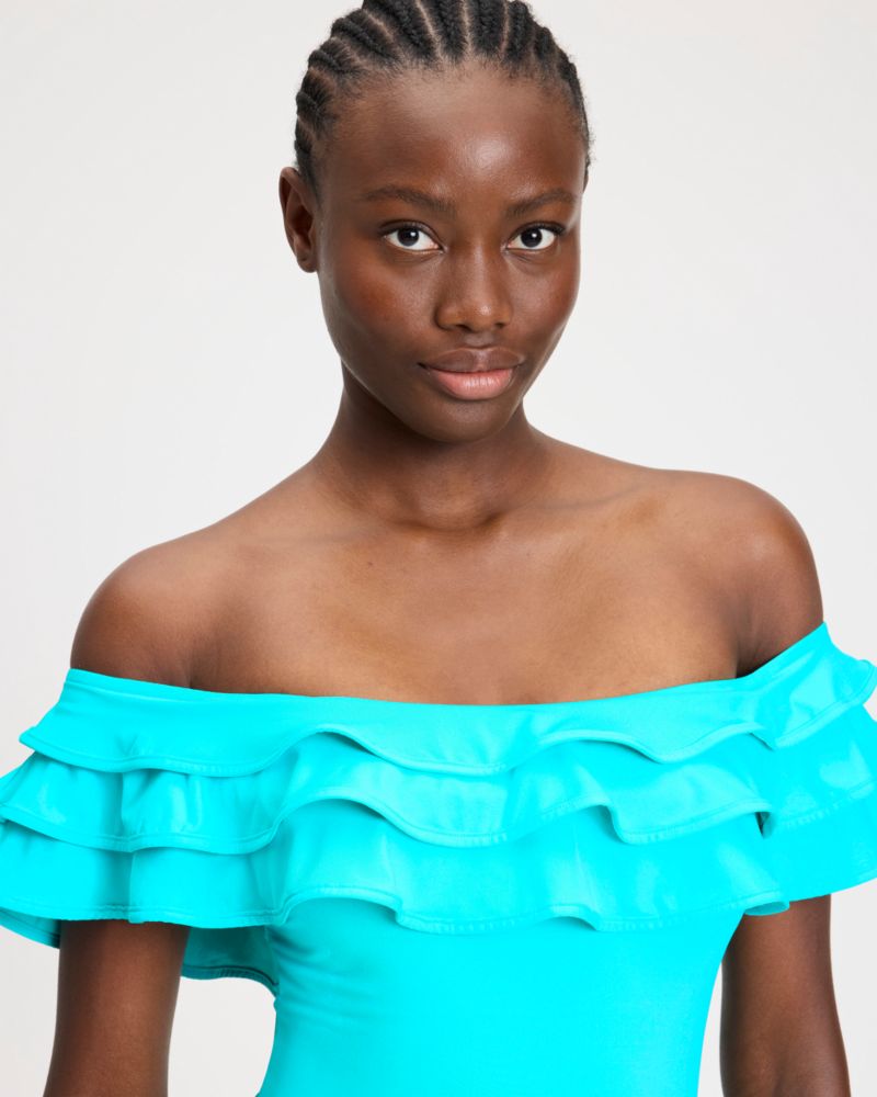 Kate Spade,Ruffle Off-the-shoulder One-piece,One Piece,Layered,Ruffles,Adjustable,Leisure,
