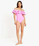 Kate Spade,Ruffle Off-The-Shoulder One-Piece,Carousel Pink