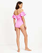 Kate Spade,Ruffle Off-The-Shoulder One-Piece,Carousel Pink