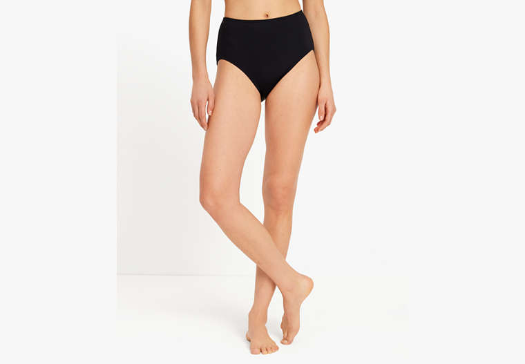 Kate Spade,High-Waist Bikini Bottom,Black