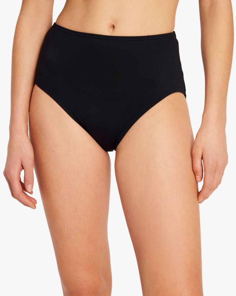 Kate Spade,High-Waist Bikini Bottom,Black