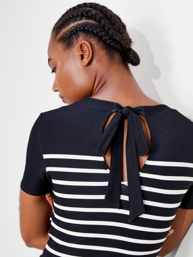 Kate Spade,Breton Stripe Rashguard Top,Black