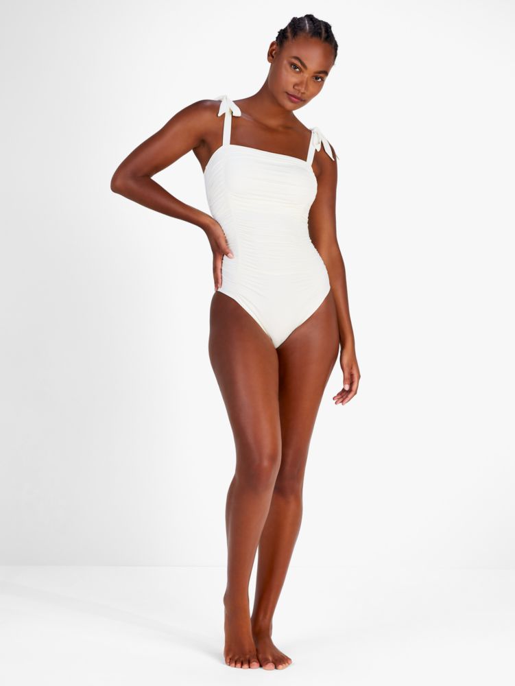 Kate Spade Shirred Square Neck One Piece Swimsuit - Palm Fronds