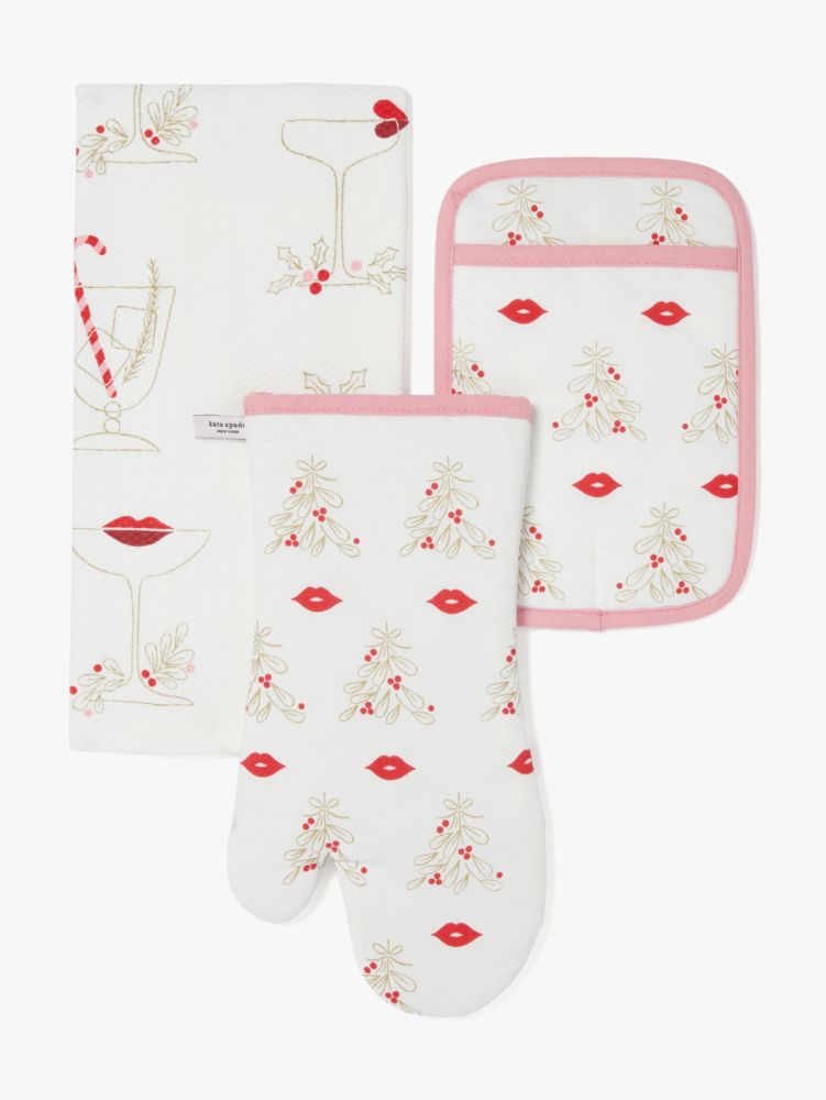 Kate Spade 2 pc Christmas Kitchen Dish Towels Candy Cane Love