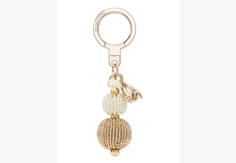 Kate Spade,on purpose beaded keychain,keychains,Cement/Asilah Blue image number 0