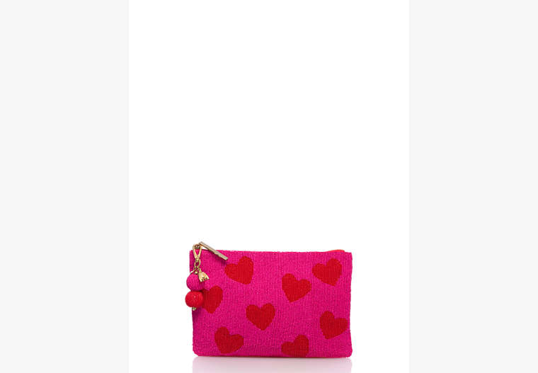 Kate Spade,on purpose one sided beaded hearts pouch,Pk Multi image number 0