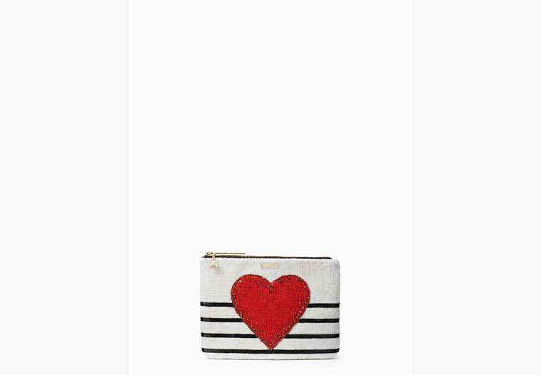 Kate Spade,on purpose heart embellished clutch,White