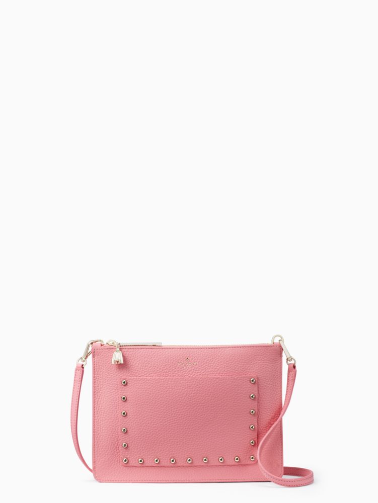 Kate Spade,on purpose pink sunset studded leather crossbody,crossbody bags,Pomegranate