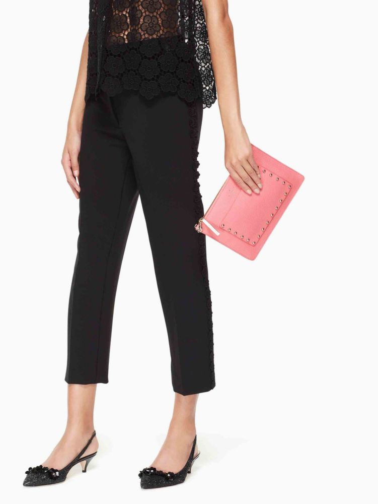 Kate Spade,On Purpose Pink Sunset Studded Leather Crossbody,