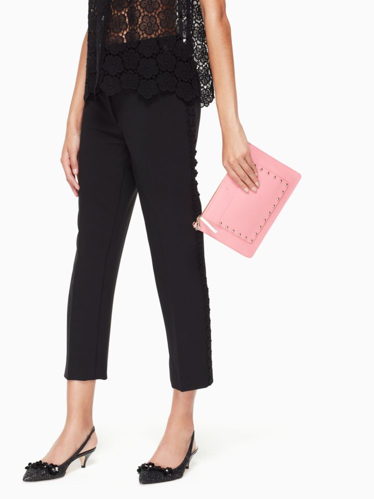 Kate Spade,On Purpose Pink Sunset Studded Leather Crossbody,