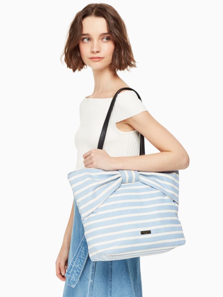 On Purpose Sailing Stripe Canvas Bow Tote, , Product