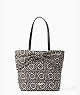 Kate Spade,on purpose floral mosaic canvas bow tote,tote bags,Black/Cream