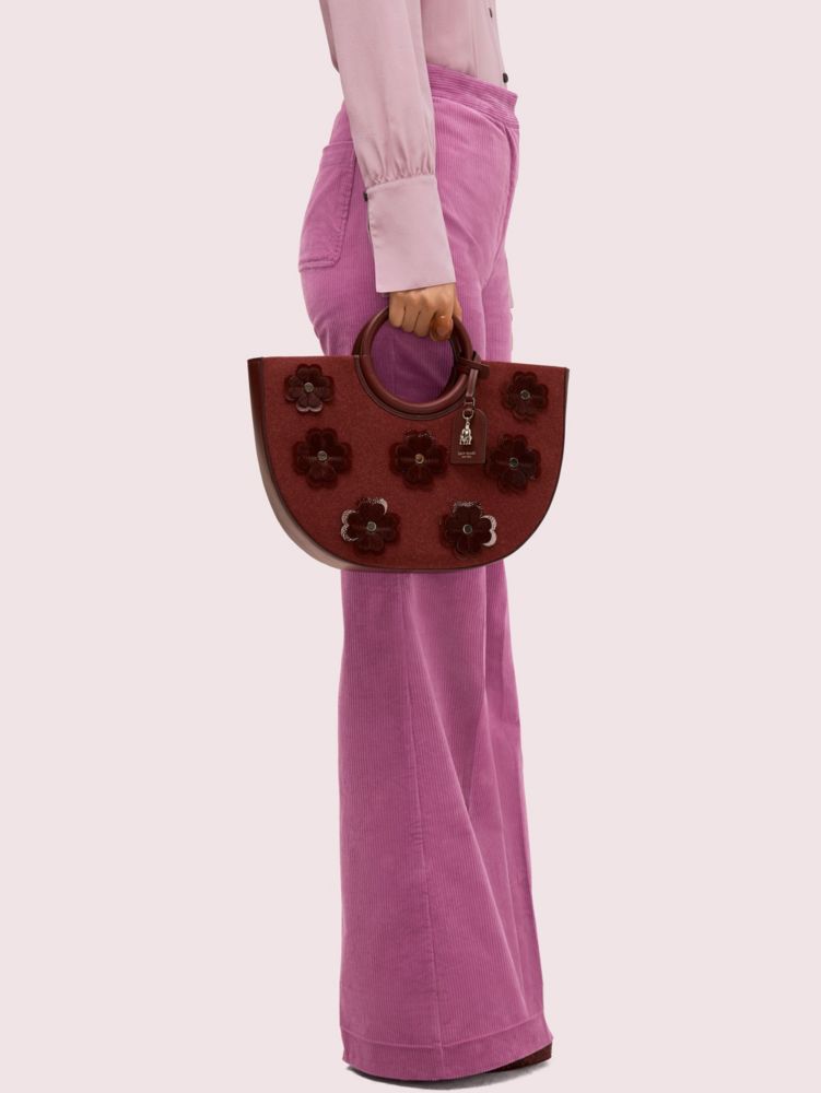 On Purpose Floral Appliqué Circle Tote, CHERRYWOOD, Product