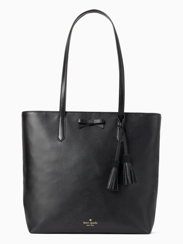 Kate spade black shop leather tote bag