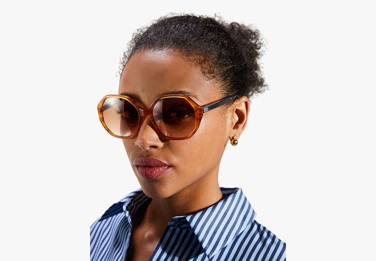 Kate Spade,Waverly Sunglasses,Brown Horn image number 0