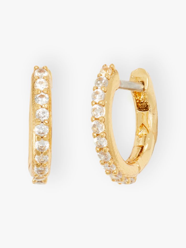 Clear Gold Tiny Twinkles Pave Mini Hoops