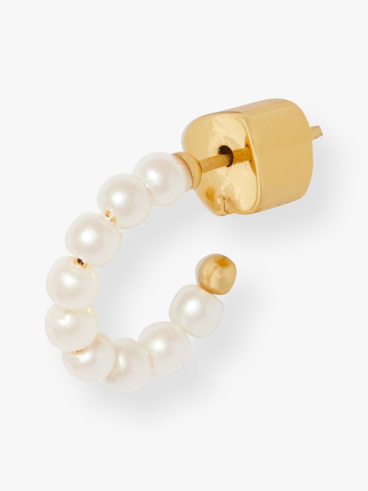 Kate Spade,Tiny Twinkles Mini Pearl Mini Hoops,earrings,Cream/ Gold