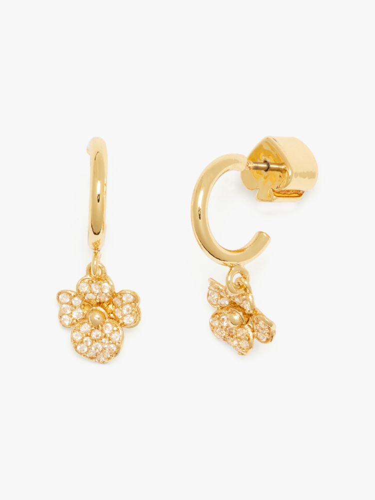Kate Spade,Precious Pansy Pavé Mini Hoops,