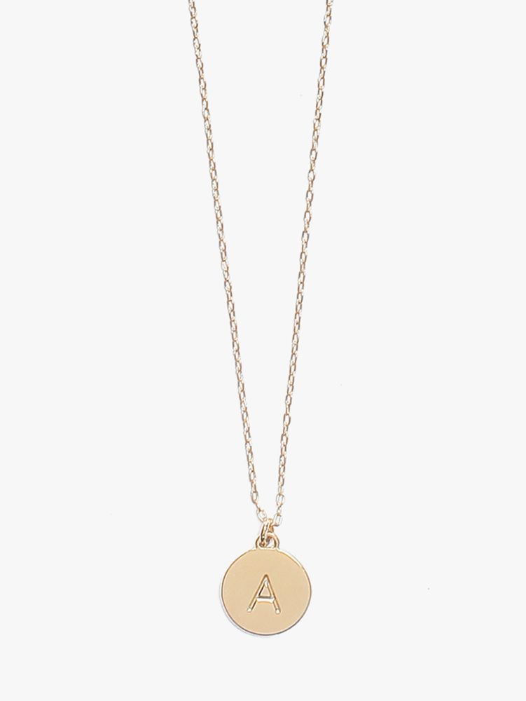 Kate Spade,A Initial Mini Pendant,Single Strand,Disc,Engraved Detail,Initials Embellishment,Gold Plated,Casual,