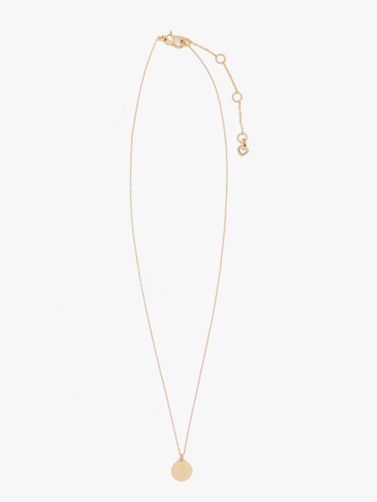 Kate Spade,B Mini Pendant,Single Strand,Disc,Engraved Detail,Initials Embellishment,Gold Plated,Casual,