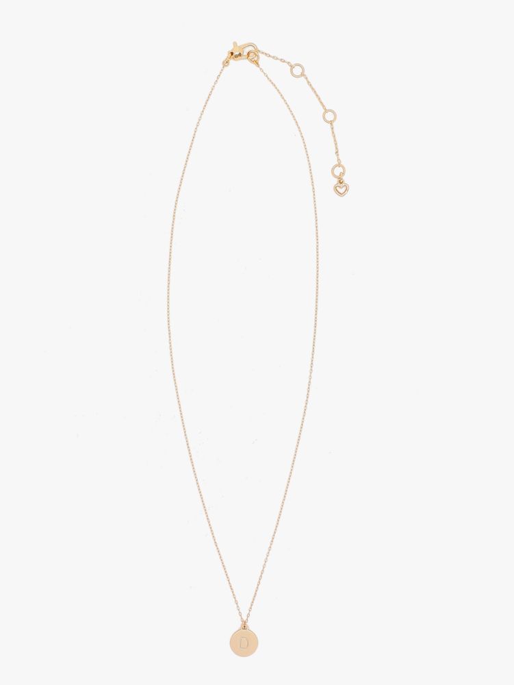 Kate Spade,D Mini Pendant,Single Strand,Disc,Engraved Detail,Initials Embellishment,Gold Plated,Casual,