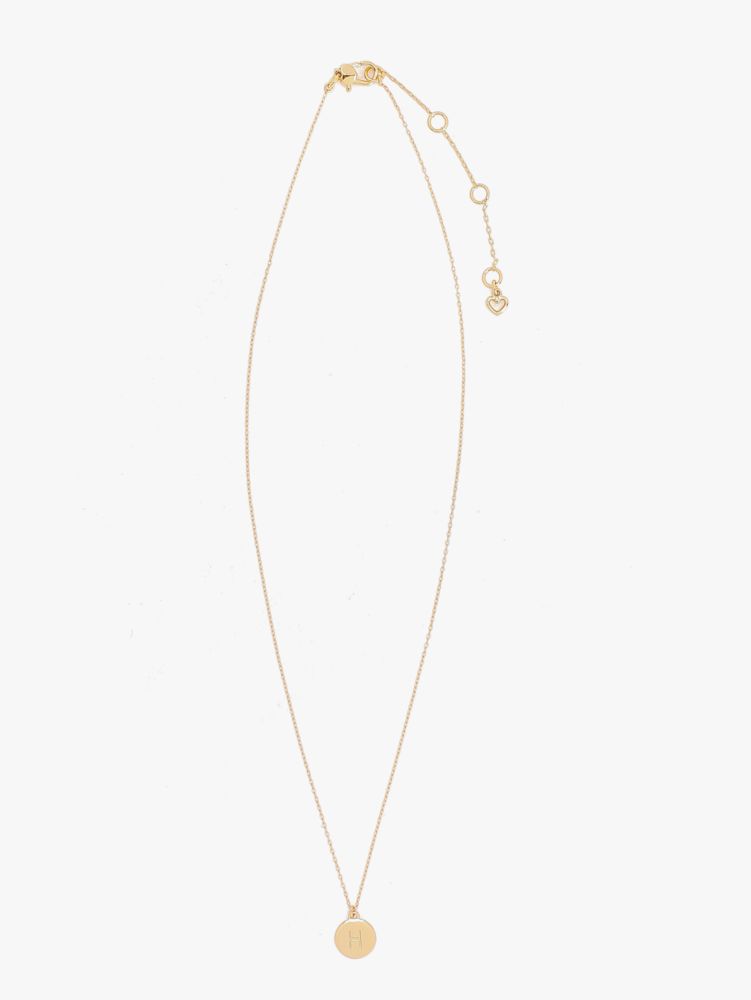 Kate Spade,H Mini Pendant,Single Strand,Disc,Engraved Detail,Initials Embellishment,Gold Plated,Casual,